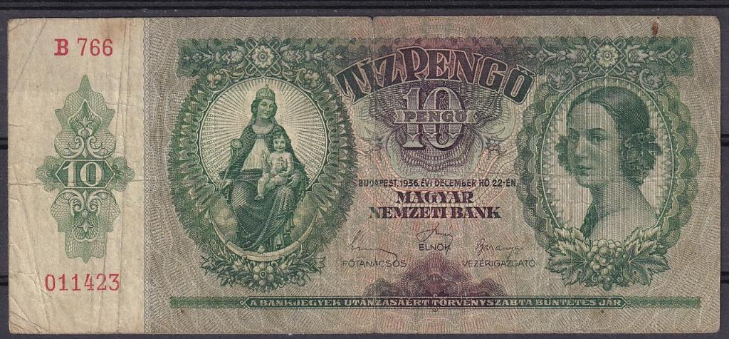 Hongarije 10 pengö 1936, Postzegels en Munten, Ophalen of Verzenden, Hongarije, Los biljet