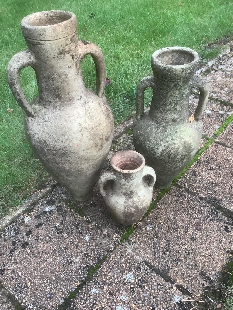 3 amphora-kruiken, Tuin en Terras, Tuinbeelden, Ophalen, Gebruikt, Steen