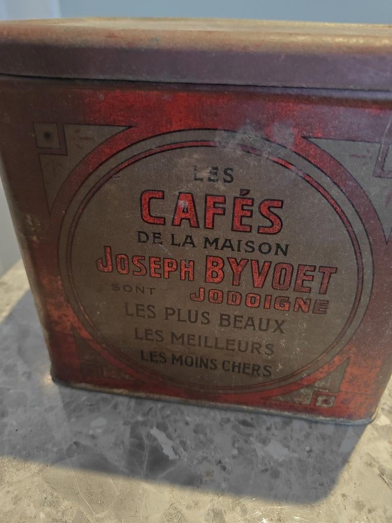 Antiek koffieblik Byvoet Jodoigne, Ophalen of Verzenden