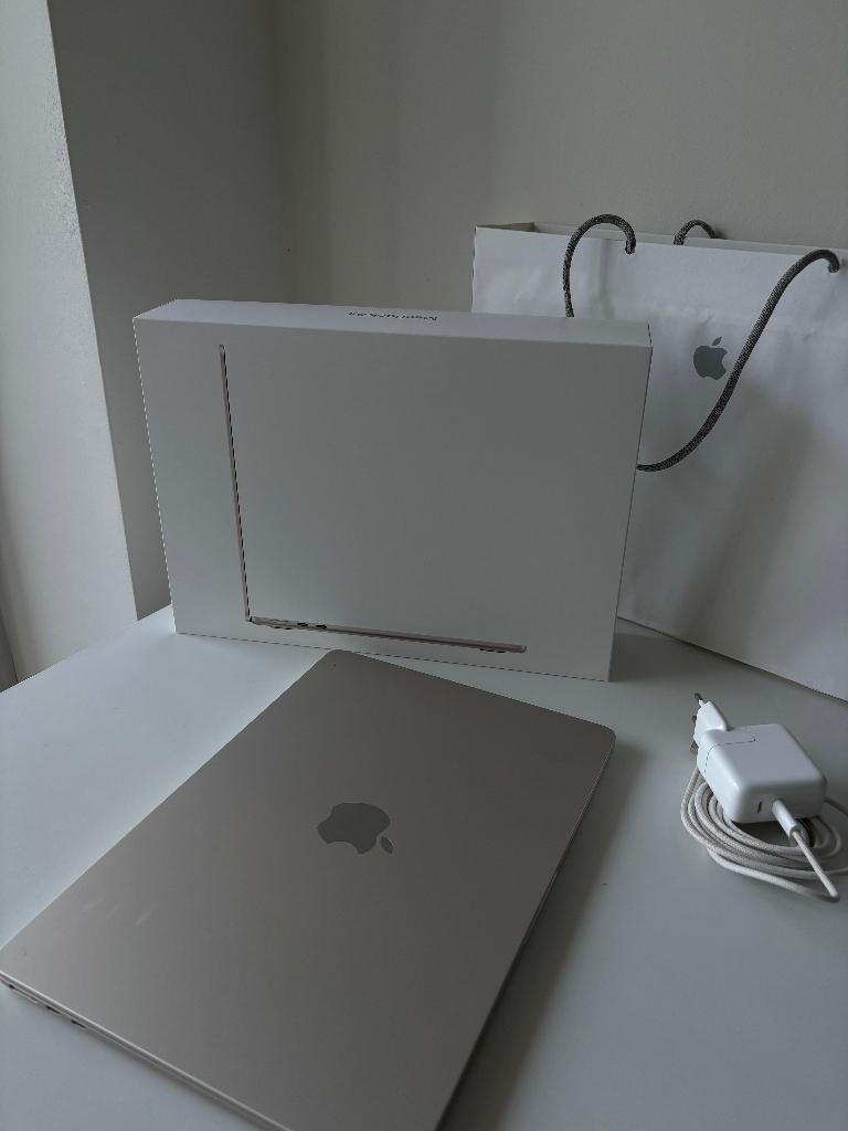 MacBook Air M3 13"–16GB–512GB–Battery 100%, Ophalen, Qwerty, 13 inch, 512 GB