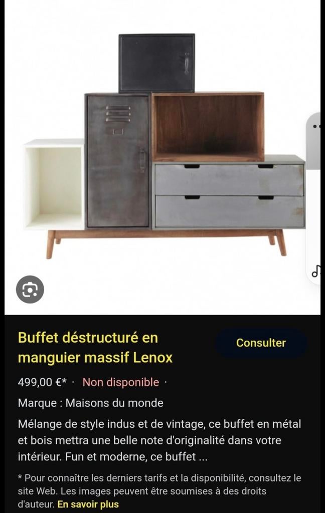 Buffet structure lenox  120€, Enlèvement