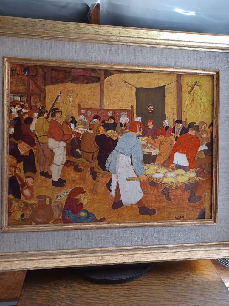 Schilderij tafereel Breugel, Ophalen of Verzenden