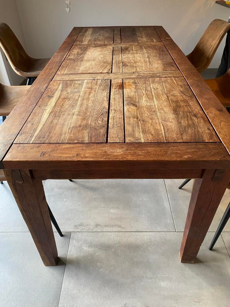 Massief Houten Eettafel 225 x 95 cm – Zware Kwaliteit”, Huis en Inrichting, Tafels | Eettafels, Zo goed als nieuw, Ophalen