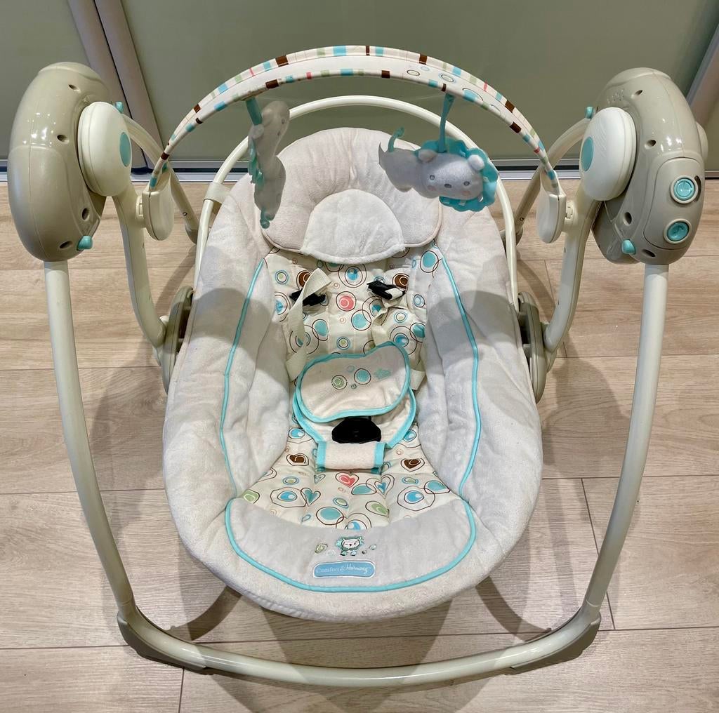 Opvouwbare automatische schommelstoel Bright Starts, Kinderen en Baby's, Wipstoeltjes, Schommelstoel, Verstelbaar, Zo goed als nieuw