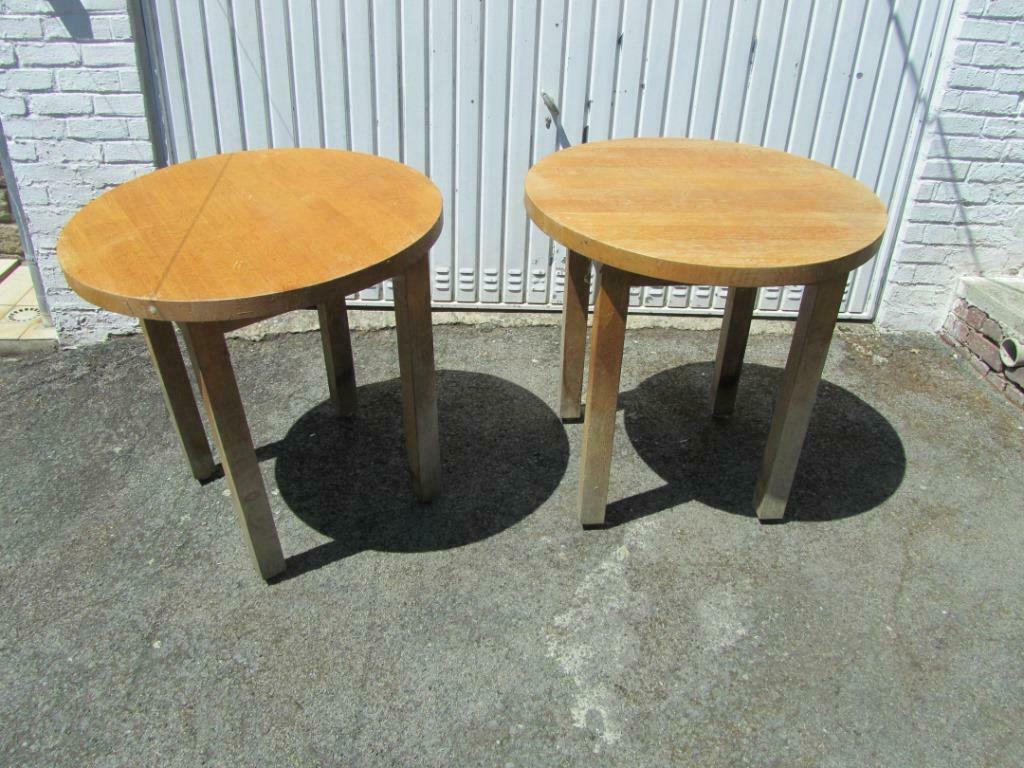 Eiken ronde tafel, Huis en Inrichting, Ophalen, Gebruikt, Vier personen, 50 tot 100 cm