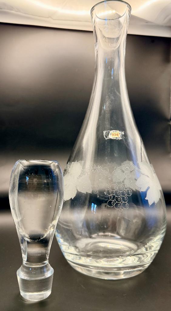 Bohemia Crystal Wijnkaraf met Druivendecoratie 38cm, Ophalen of Verzenden