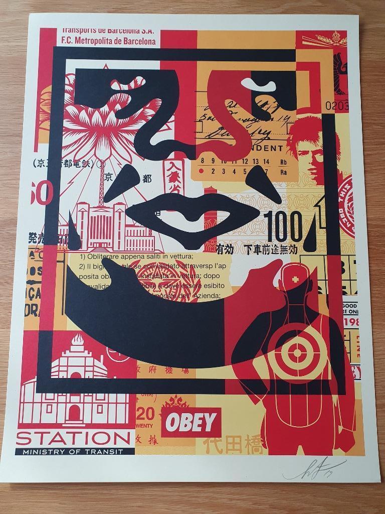 Shepard Fairey, 3x Face Collage, 2019, gesign, Ophalen of Verzenden