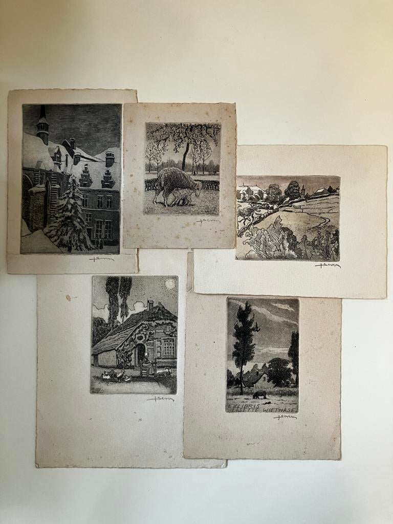5 etsen Juliaan Severin (1888-1975), Antiek en Kunst, Ophalen of Verzenden
