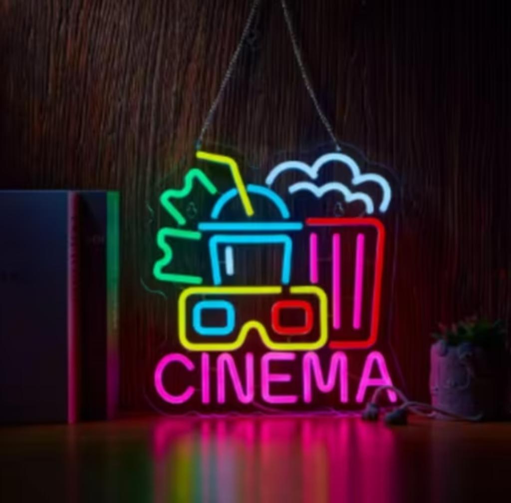 Lampe LED de style néon de cinéma (39,3 x 30 cm), Enlèvement ou Envoi, Neuf, Table lumineuse ou lampe (néon)