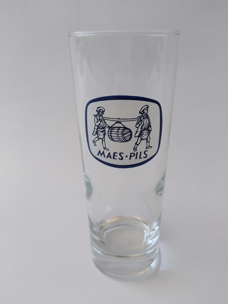 1 Maes-Pils bierglas Blauw Wit Bier, Verzamelen, Ophalen of Verzenden, Nieuw, Bierglas