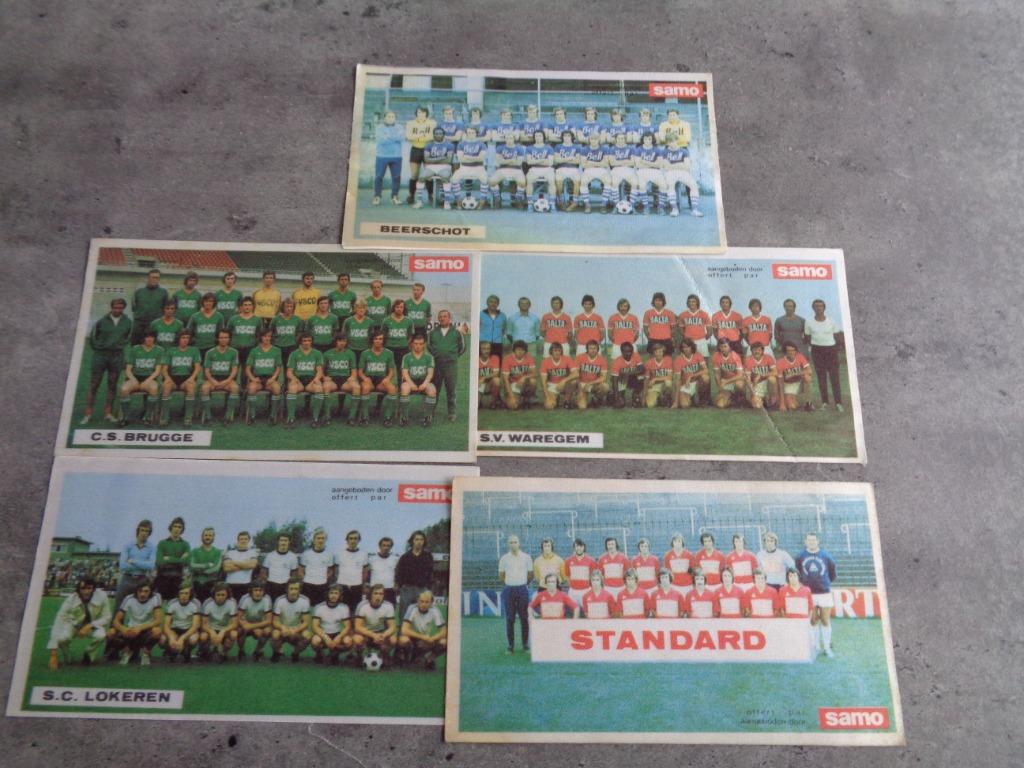 LOT DE 5 CARTES POSTALES EN VELOURS POUR ÉQUIPES DE FOOTBAL, Envoi, Comme neuf
