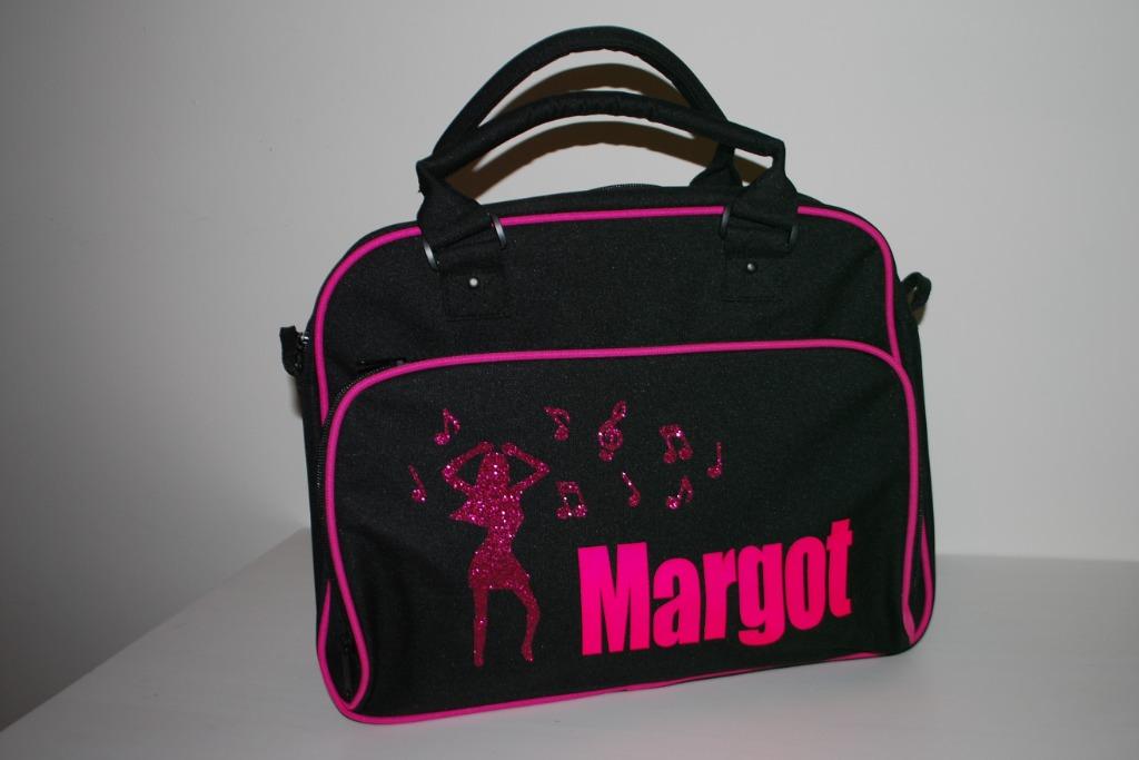 Junior Dance Bag - Black/Fuchsia met bedrukking Margot, Ophalen of Verzenden, Gebruikt, Meisjes