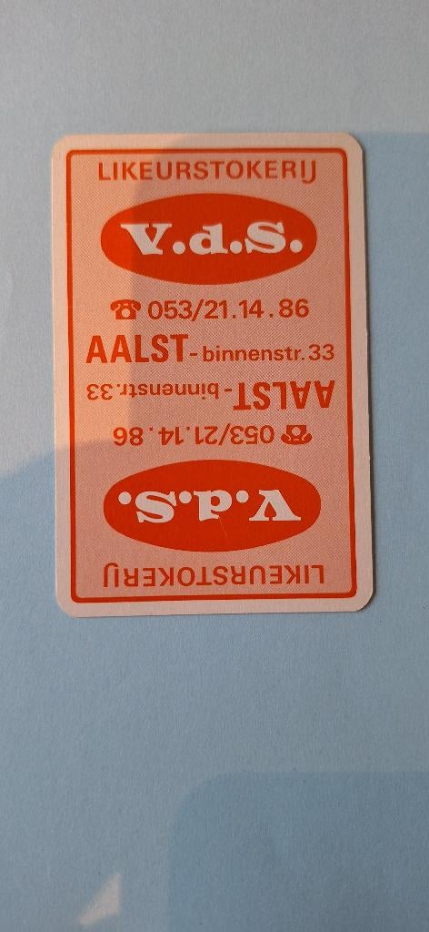 Carte à jouer Alost — Distillerie de liqueur V.D.S — JOKER_2, Enlèvement ou Envoi, Utilisé, Joker(s)