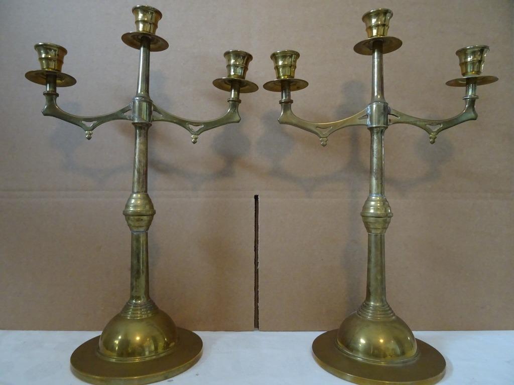 Antieke kandelaar antieke kandelaars antiek 44cm 1870-1920, Ophalen of Verzenden, Koper of Brons
