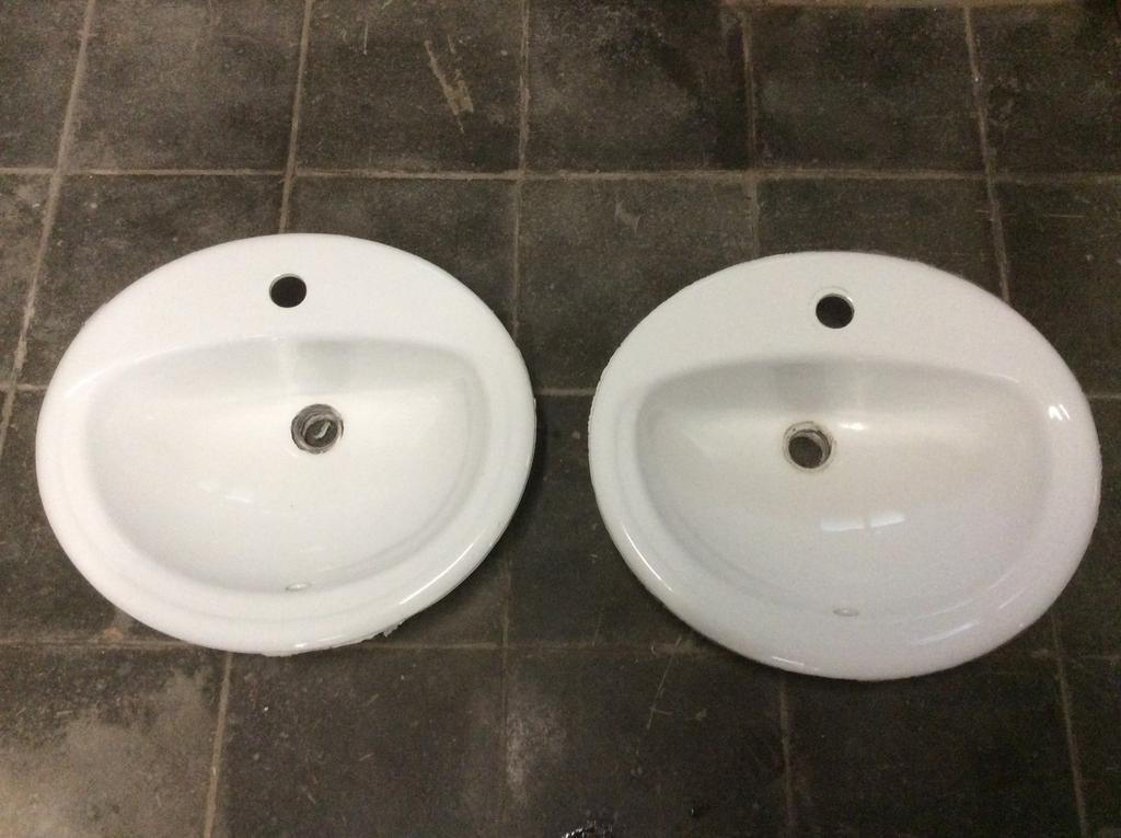 2 lavabos de salle de bains 40 cm, Ophalen, Gebruikt