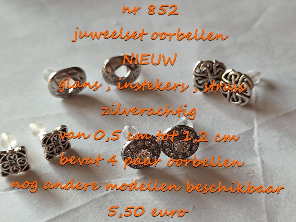 852. Parure de bijoux boucles d'oreilles, NEUF, frais de por, Argent, Envoi, Neuf, Puces ou Clous