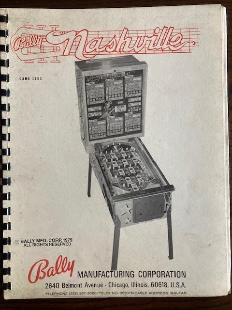 BINGO BALLY NASHVILLE MANUAL, Verzamelen, Ophalen of Verzenden, Gebruikt