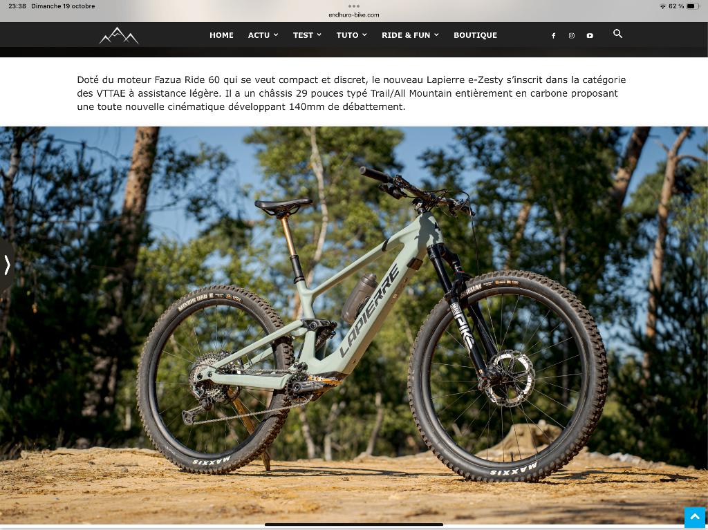 VTTAE LAPIERRE E-ZESTY AM LTD 2024 150 km XL, Neuf, Autres marques, Enlèvement, VTT tout suspendu