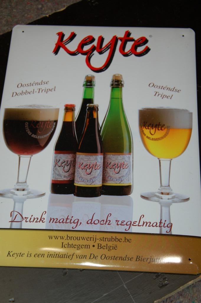Metalen reclame Keyte (Ostens belegeringsbier) - Oostende, Ophalen of Verzenden, Zo goed als nieuw, Reclamebord