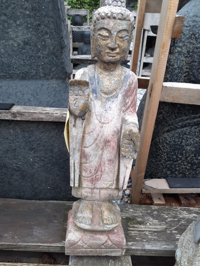 Boeddha in beschilderde blauwe steen (hoogte 50 cm), Ophalen, Zo goed als nieuw