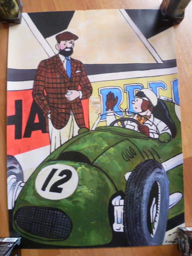 KUIFJE FINE ART PRINT"KUIFJE IN SPORTAUTO"UIT 2020, Boeken, Eén stripboek, Ophalen of Verzenden, Zo goed als nieuw, Herge