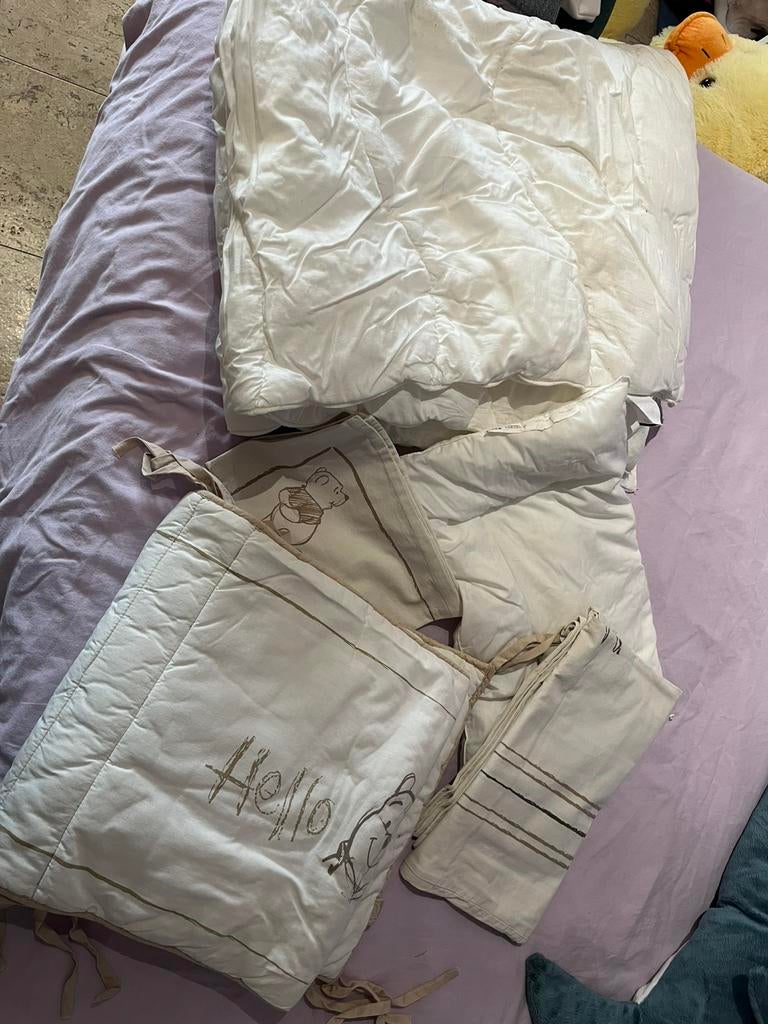 Couette, coussin, housse et tour de lit, Enlèvement, Comme neuf, Beige, Housse de couette