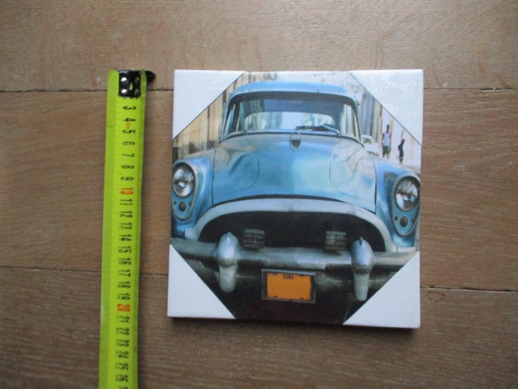 ingelijste oldtimer kunstdruk op canvas van american auto, Enlèvement ou Envoi, Neuf, Panneau publicitaire