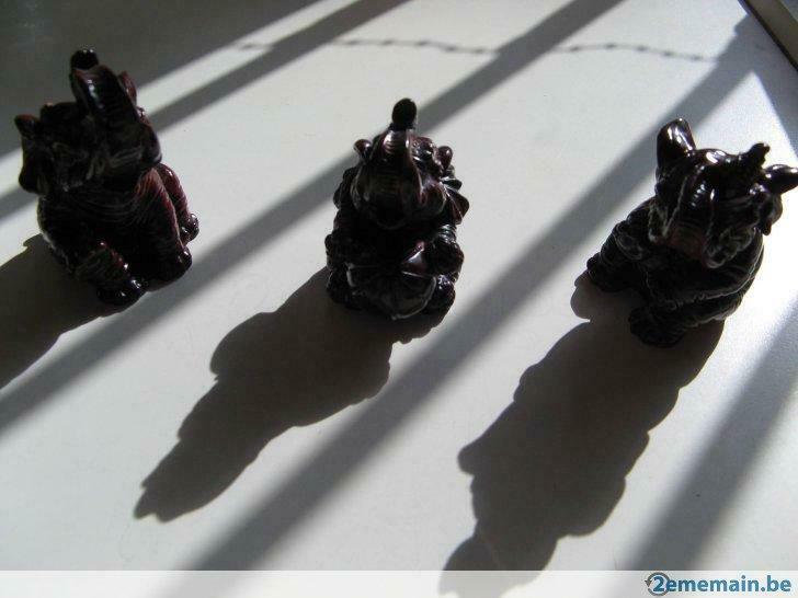 Lot de 3 magnifiques petits éléphants bruns, Ophalen