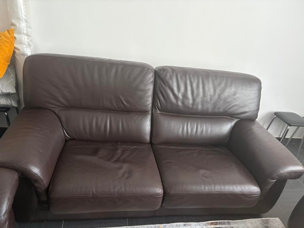Lot de 3 fauteuils en cuir véritable de haute qualité,, Enlèvement, Utilisé, Cuir