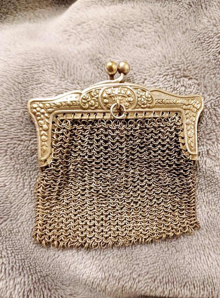 Klein antiek portemoneetje, beugeltasje, Ophalen of Verzenden