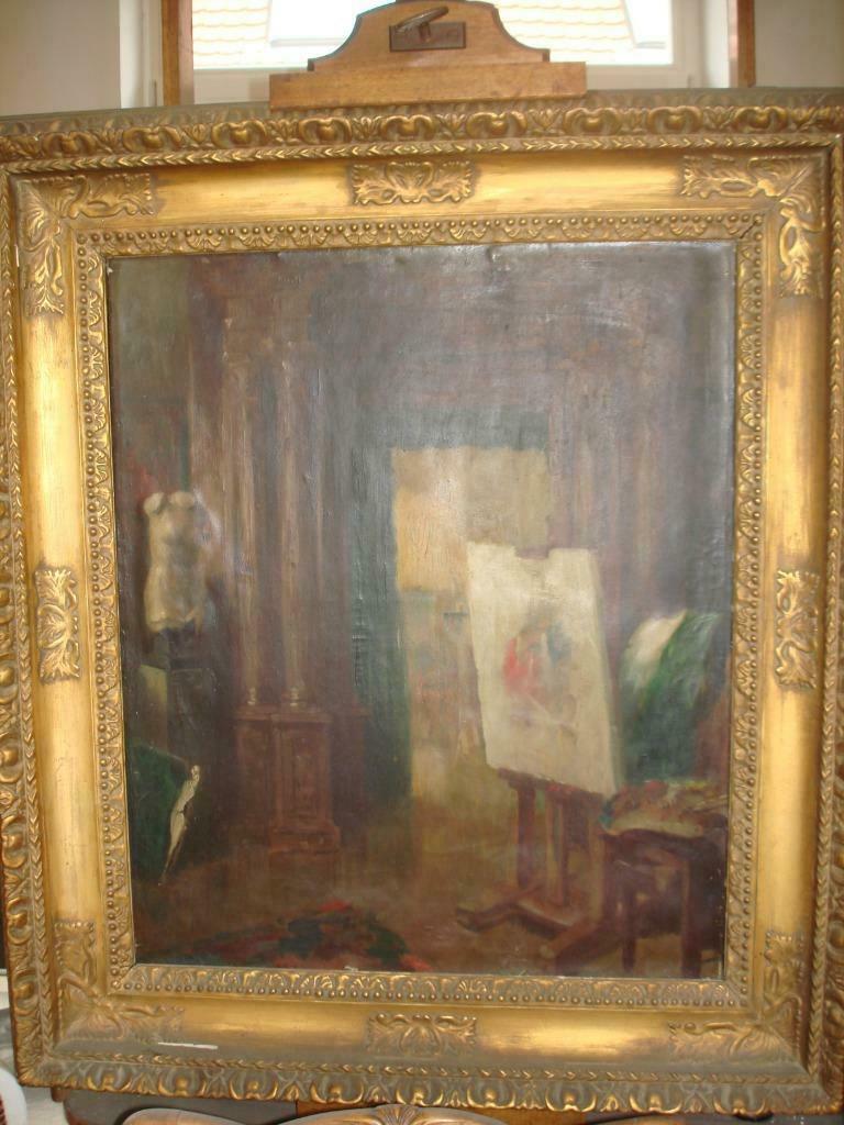 HENRI THOMAS °1878-1972 huis atelier Brussel hst olie/doek, Antiek en Kunst, Ophalen