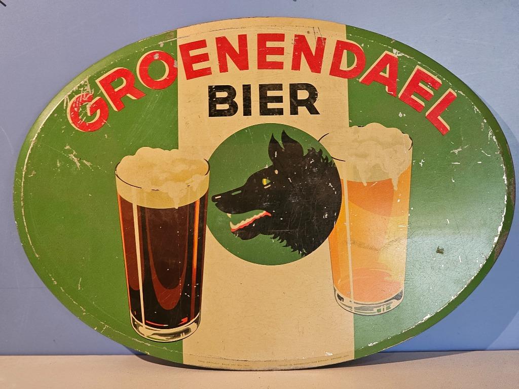 Groenendael bier Blik 1938 Afmetingen 51 x 36 cm, Verzamelen, Ophalen of Verzenden