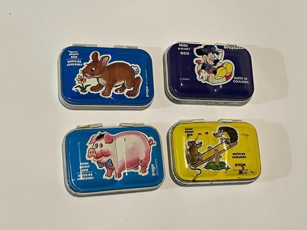 4x mini oude Bruynzeel vintage verfdoos voor plaatwerk, Ophalen of Verzenden