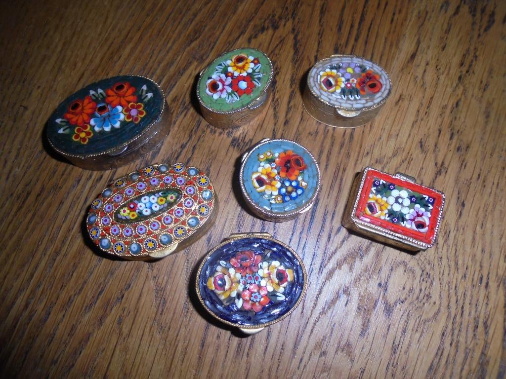Pillendoosje / Millefiori en Micromozaïek /7 stuks in 1 koop, Ophalen