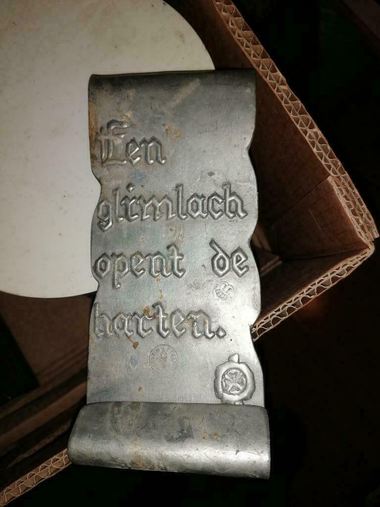 Tinnen spreuk, Antiek en Kunst, Antiek | Tin, Verzenden