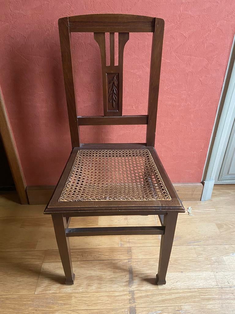 Massief houten stoelen met gevlochten zitting., Antiek en Kunst, Ophalen of Verzenden