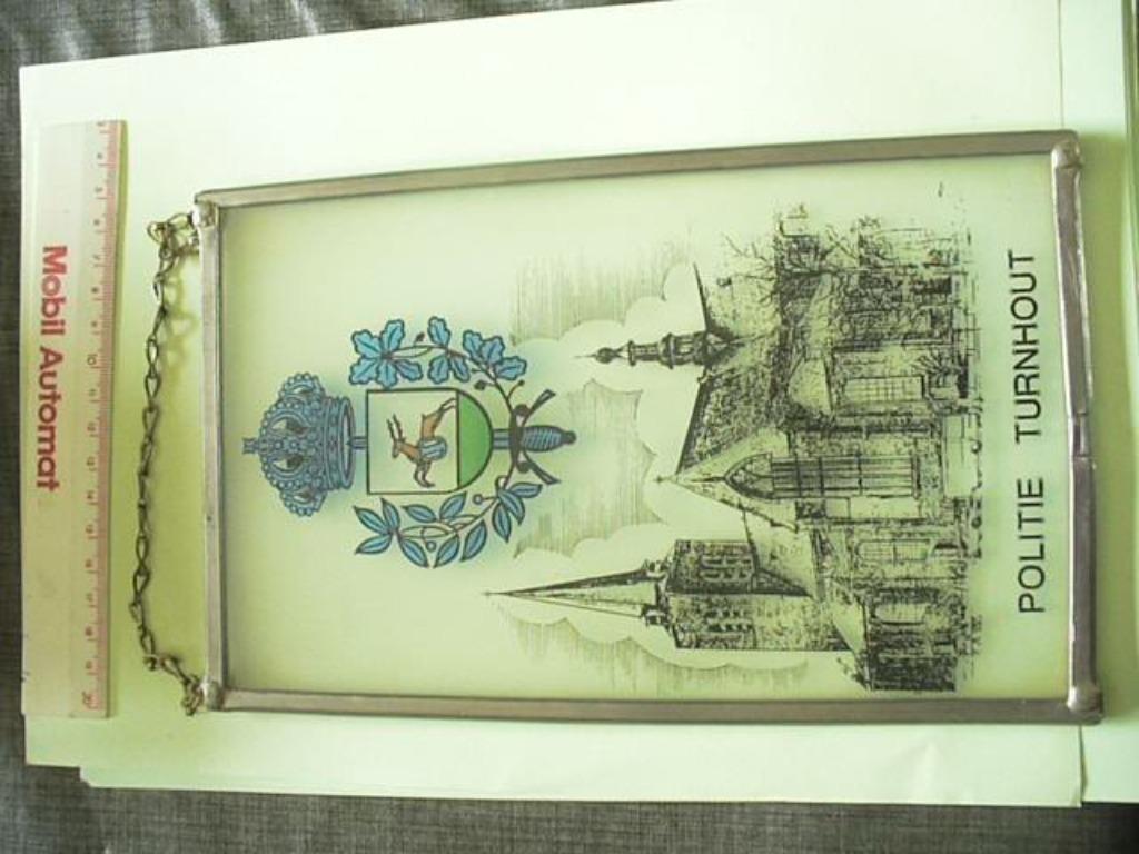 Glasraam met embleem Stedelijke Politie Turnhout, Verzenden, Overige soorten, Embleem of Badge