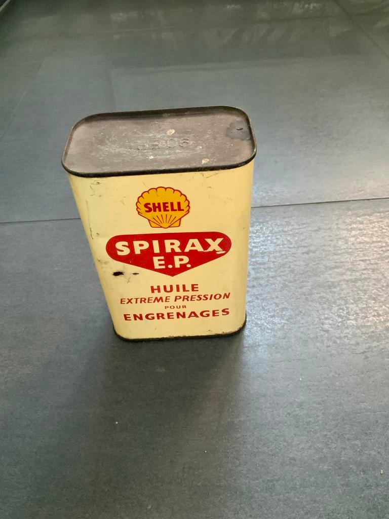 Vintage blik SHELL Spirax E.P. Olie voor tandwielen 1L., Antiek en Kunst, Ophalen of Verzenden