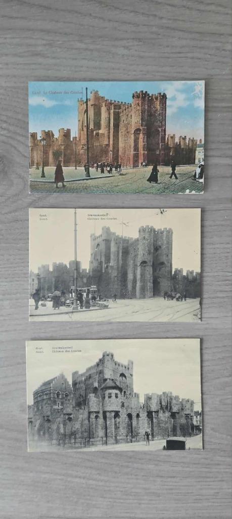 Postkaarten Gravenkasteel Gent 3 stuks (Gravensteen), Enlèvement ou Envoi, 1920 à 1940, Non affranchie, Flandre Orientale