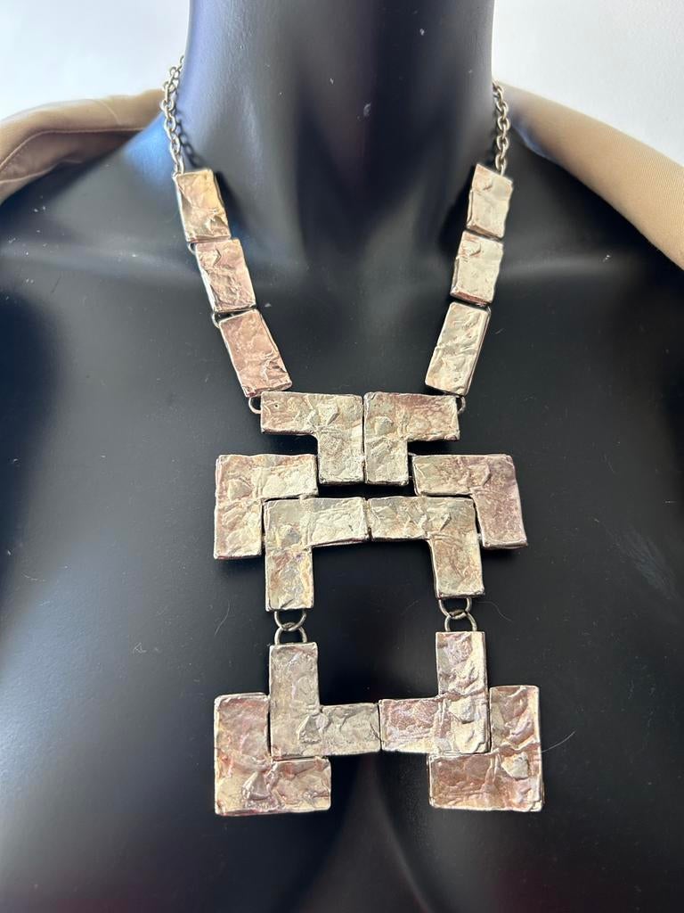 Imposante vintage metalen halsketting van Dolce Vita, Ophalen of Verzenden, Roze, Zilver