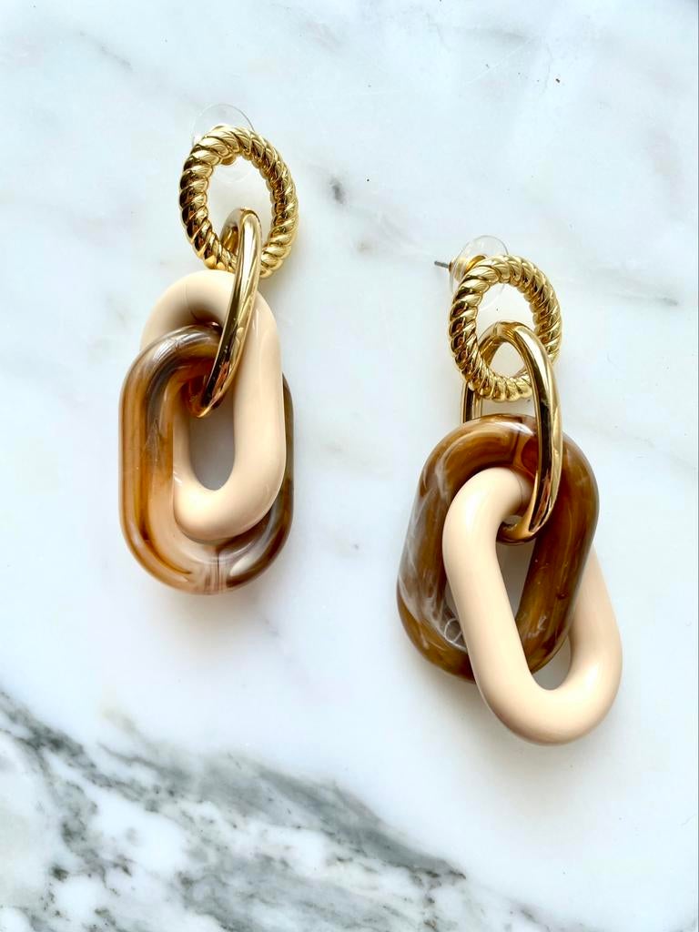 Oorbellen van souvenirs de pomme, Ophalen of Verzenden, Beige, Goud