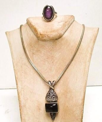 Ensemble de bijoux en argent 3 pièces, Bijoux, Sacs & Beauté, Pendentifs, Comme neuf, Argent, Argent, Avec pierre précieuse, Envoi