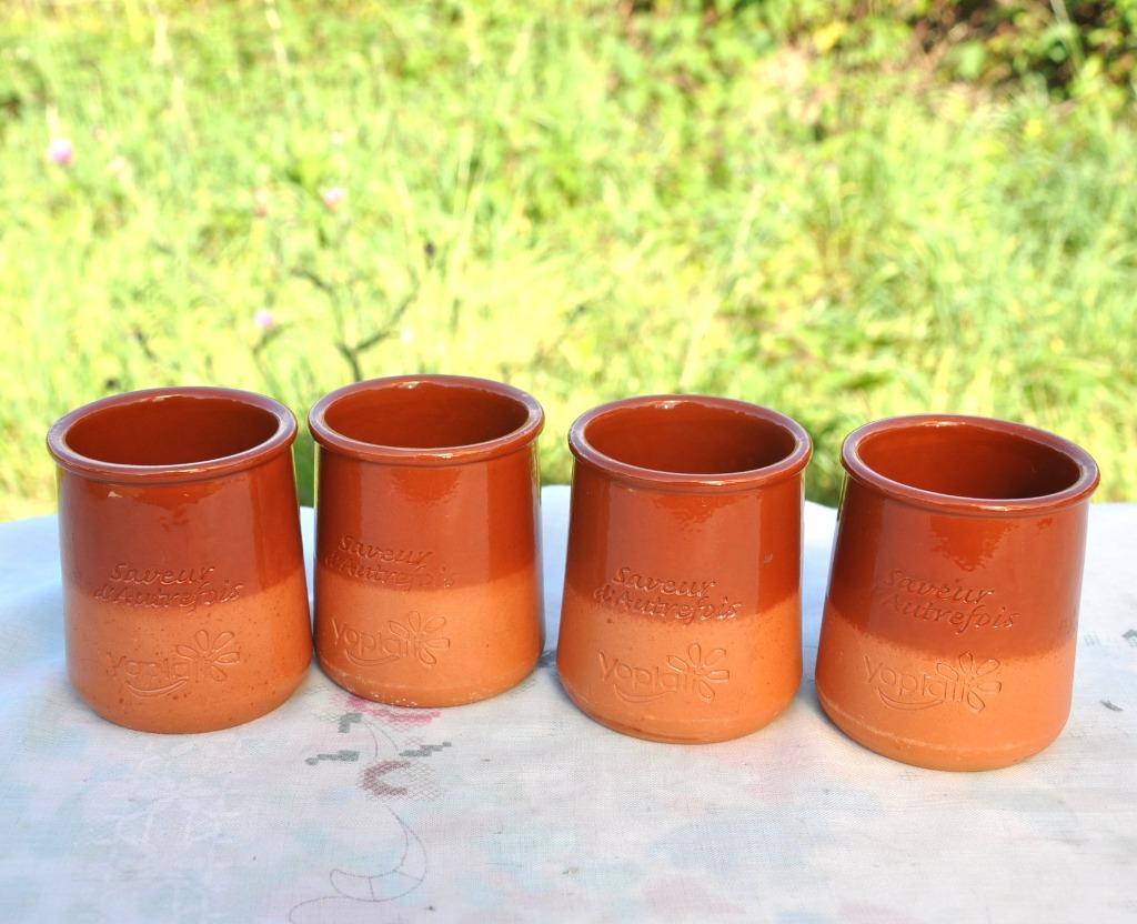 4 pots en terre cuite saveur d'autrefois yoplait, Enlèvement ou Envoi, Comme neuf, Poterie, Récipient(s)