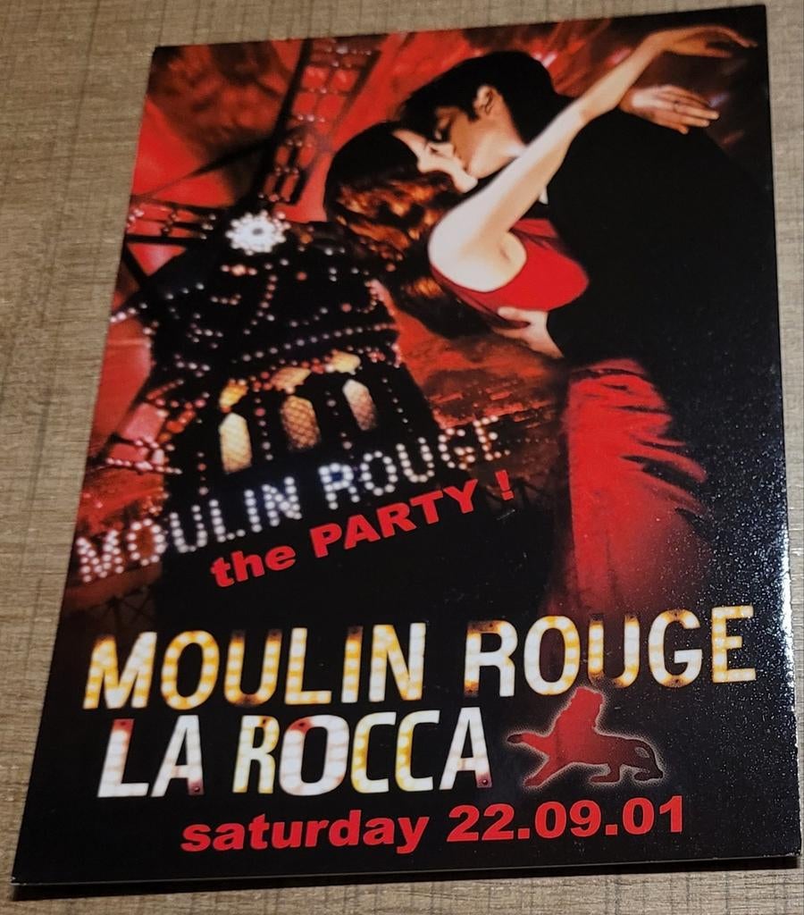 Postkaart: La Rocca - Moulin Rouge Party (2001), Verzamelen, Ophalen of Verzenden, 1980 tot heden, Ongelopen, Muziek