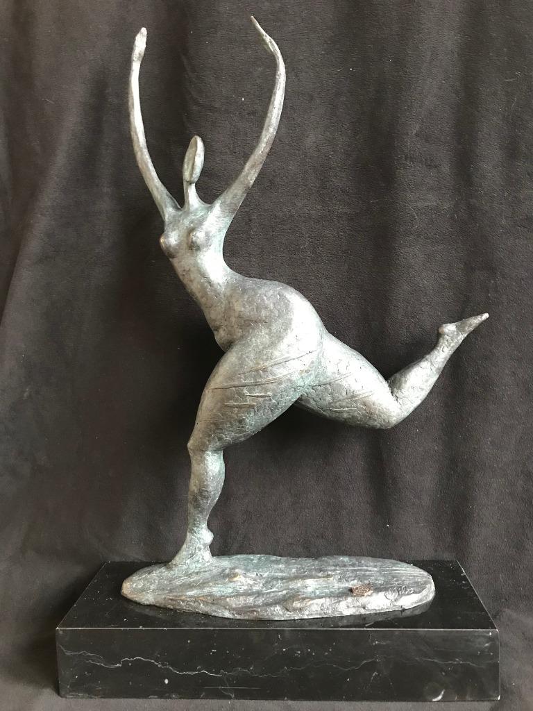 Bronzen dikke abstracte rennende dame.Milo zuiver brons, Antiek en Kunst, Ophalen of Verzenden