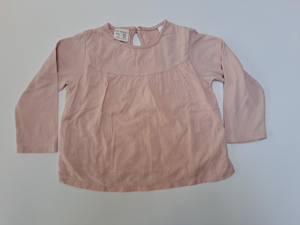 Taille 98 Blouse rose clair avec broderie, Enlèvement ou Envoi, Chemise ou À manches longues, Comme neuf, Zara