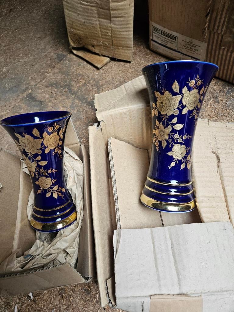 Set van 2 Wunsiedel Bavaria vazen - Echt Kobalt, Antiek en Kunst, Ophalen