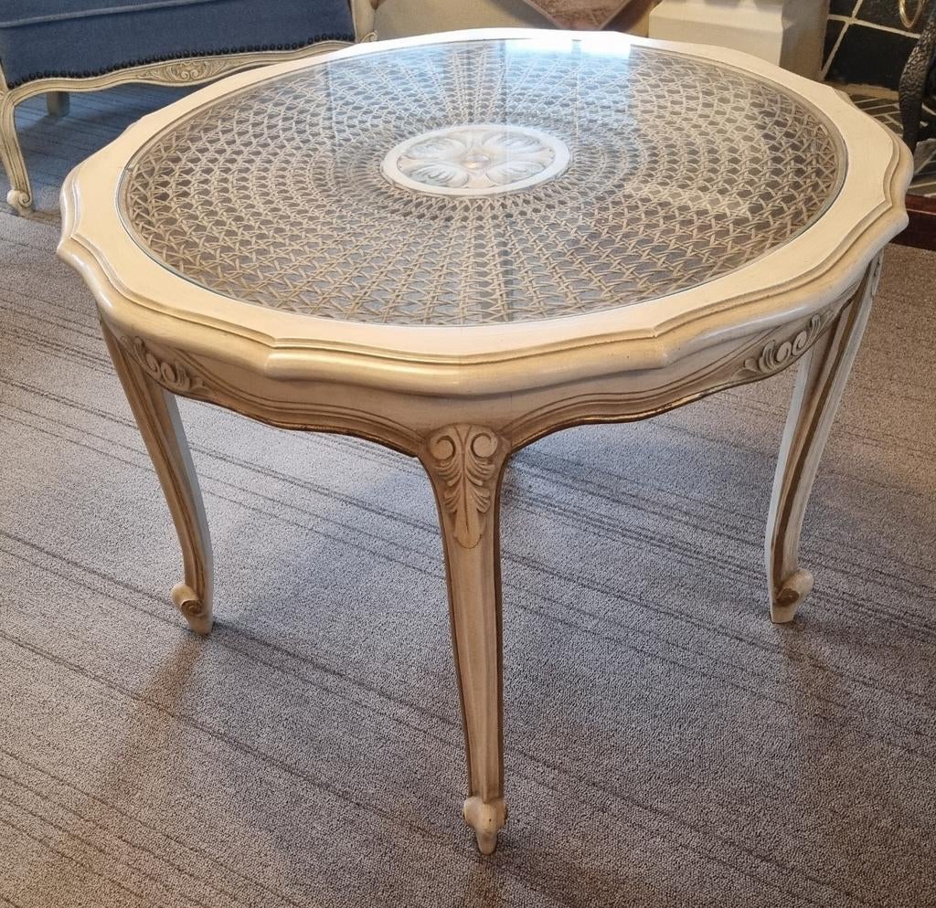 Oude tafeltje vintage glas niets aan gebroken!, Antiek en Kunst, Antiek | Meubels | Tafels, Ophalen