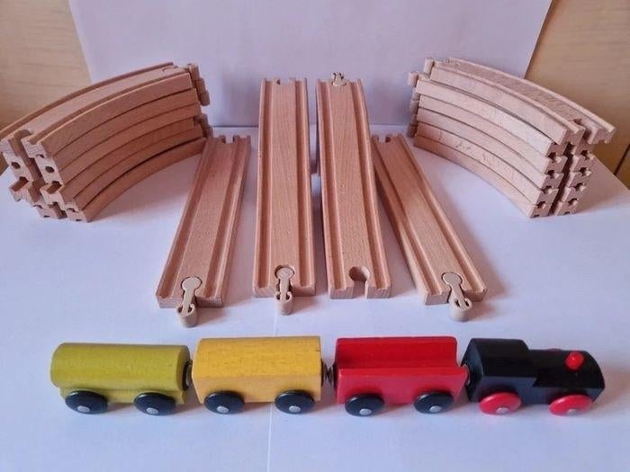 Circuit train en bois 20 pièces, Enfants & Bébés, Jouets | Circuits, Autres marques, Enlèvement ou Envoi, Comme neuf, Circuit
