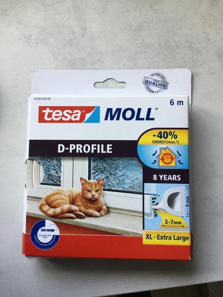 TESA moll tochtstrip d profiel - 1 pack 6meter WIT, Doe-het-zelf en Bouw, Isolatie en Afdichting, Ophalen, Overige materialen